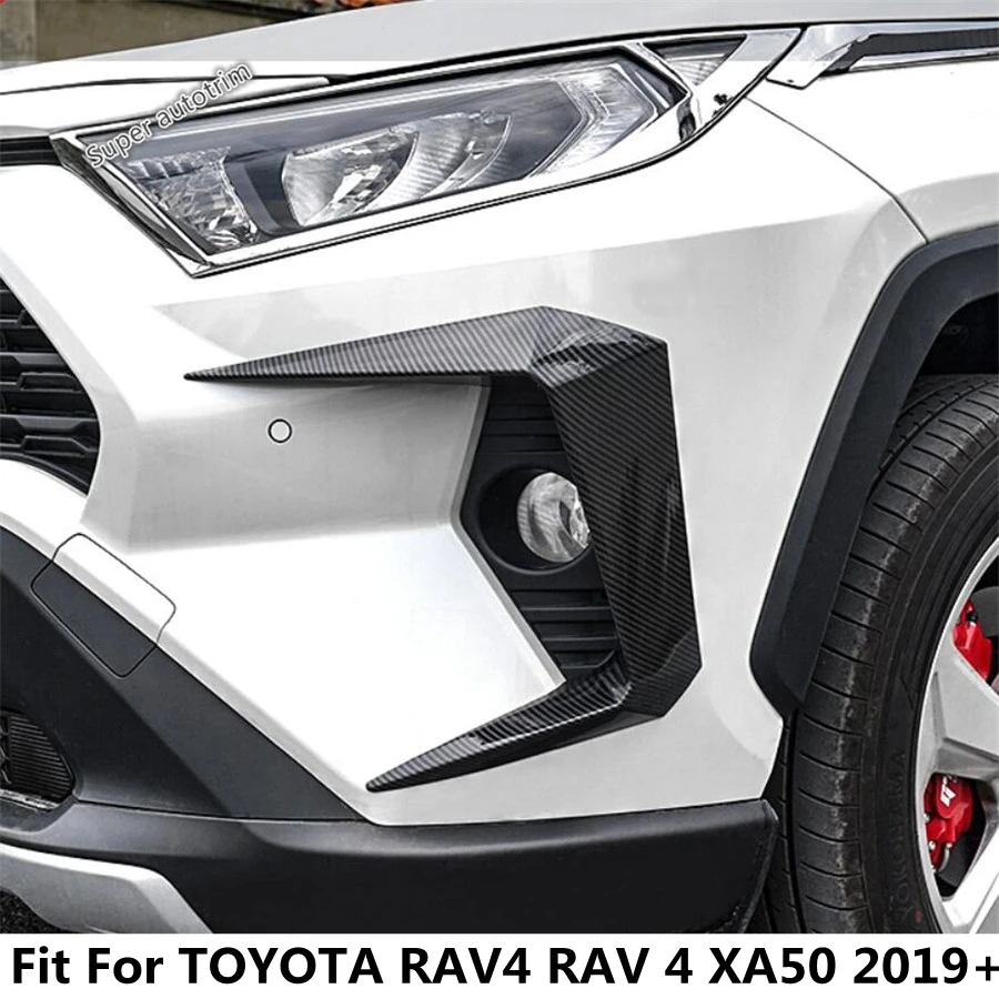 

Front Bumper Fog Lamp Light Eyebrow Frame Cover Trim For TOYOTA RAV4 RAV 4 XA50 2019 - 2024 Carbon Fiber Accessories Exterior