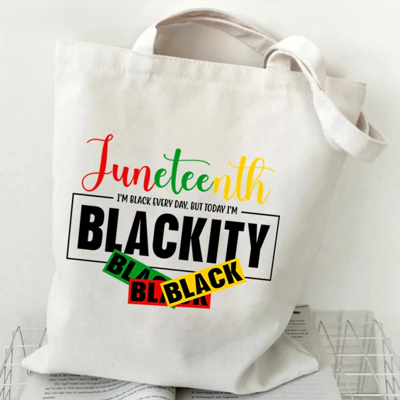 Borsa a tracolla in tela da donna Celebrare borse per la spesa con grafica Juneteenth Borse tote Storia nera Borse con stampa Dream Like Martin