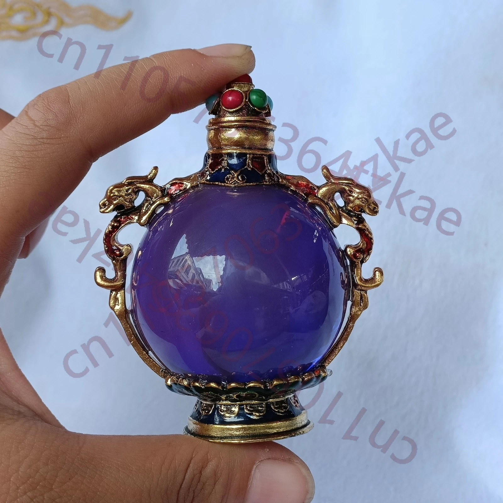 

Perfect Chinese Antique Colored Blue Ghost Pattern Snuff Bottle