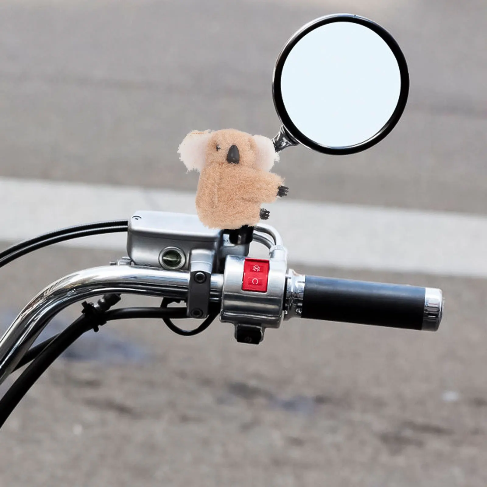 2pcs Motorcycle Mirror Handlebar Decor Koala Cute Stuffed Animal For Rear View Handle Electric Bike Accessories Women Ride