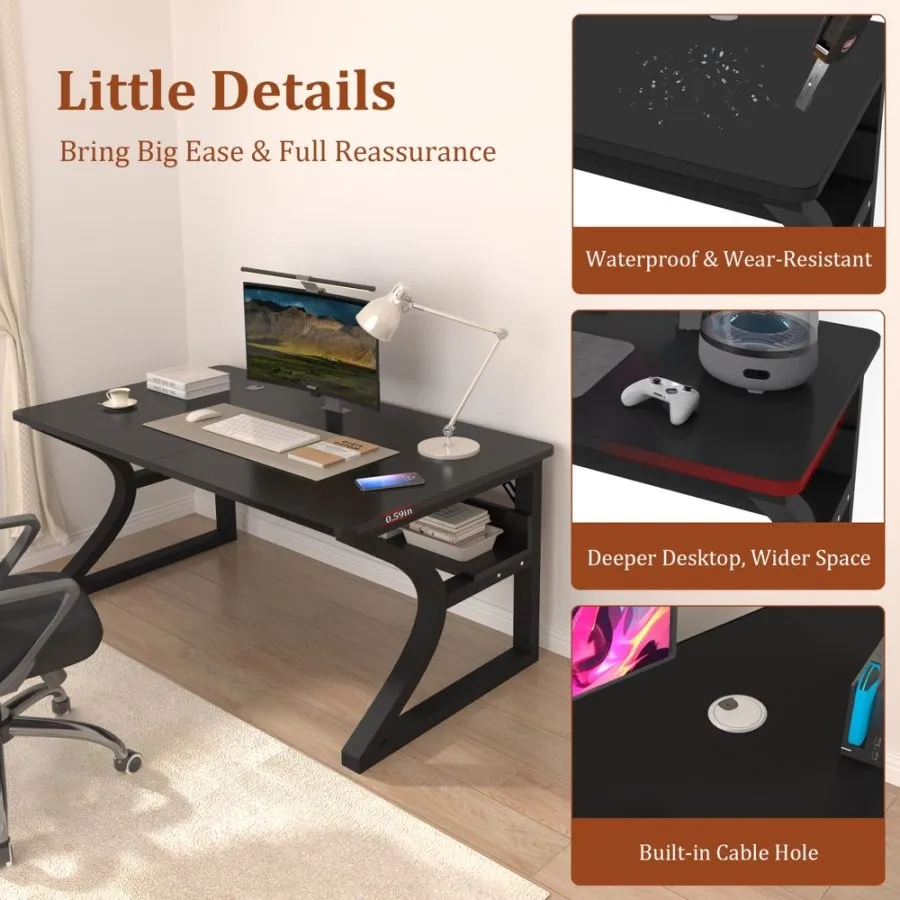 Scrivanie per computer Scrivania per computer extra larga da 47 pollici per giochi, studi e lavorare Stazione di scrittura perfetta per laptop con ampio spazio