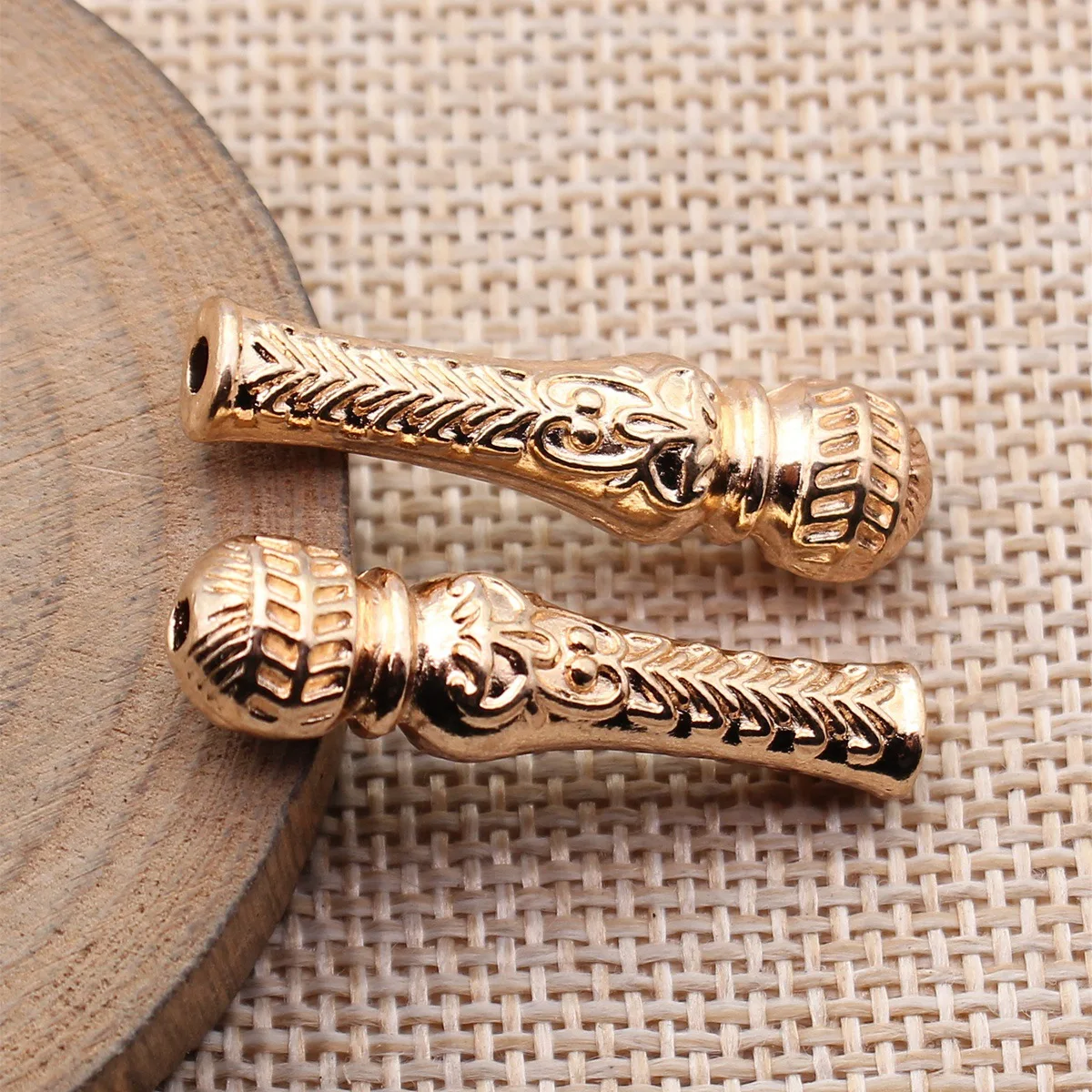 10 Stück 34x9x7,5mm (1,34x0,35x0,3 Zoll) 2 Farben Antik Silberfarben KC Goldfarben Islam Imam Gebetsperlen Vintage Schmuckherstellung