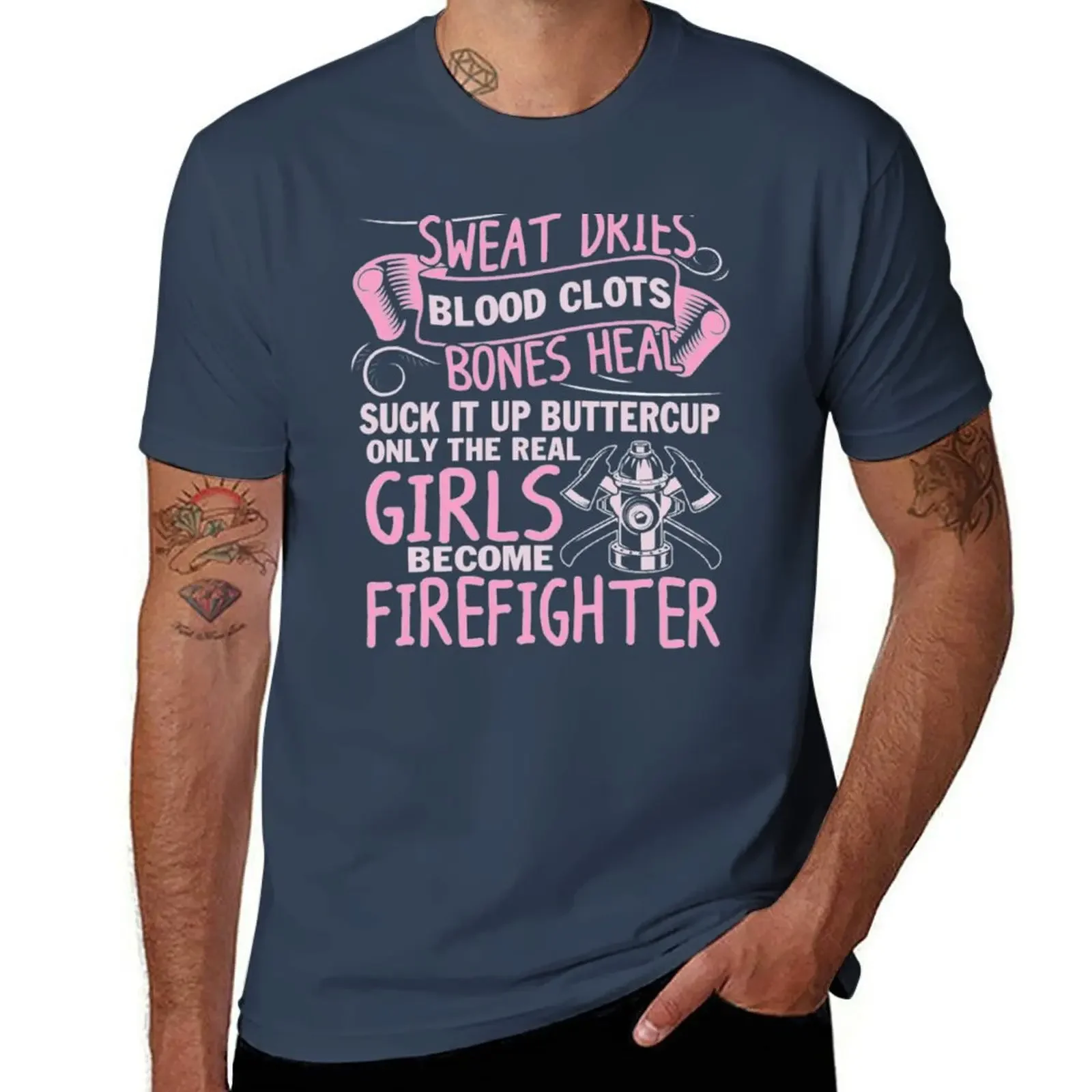 

2025 new model become firefighter blood clots T-Shirt graphics graphic tee graphic t shirts big and tall t shirts for men