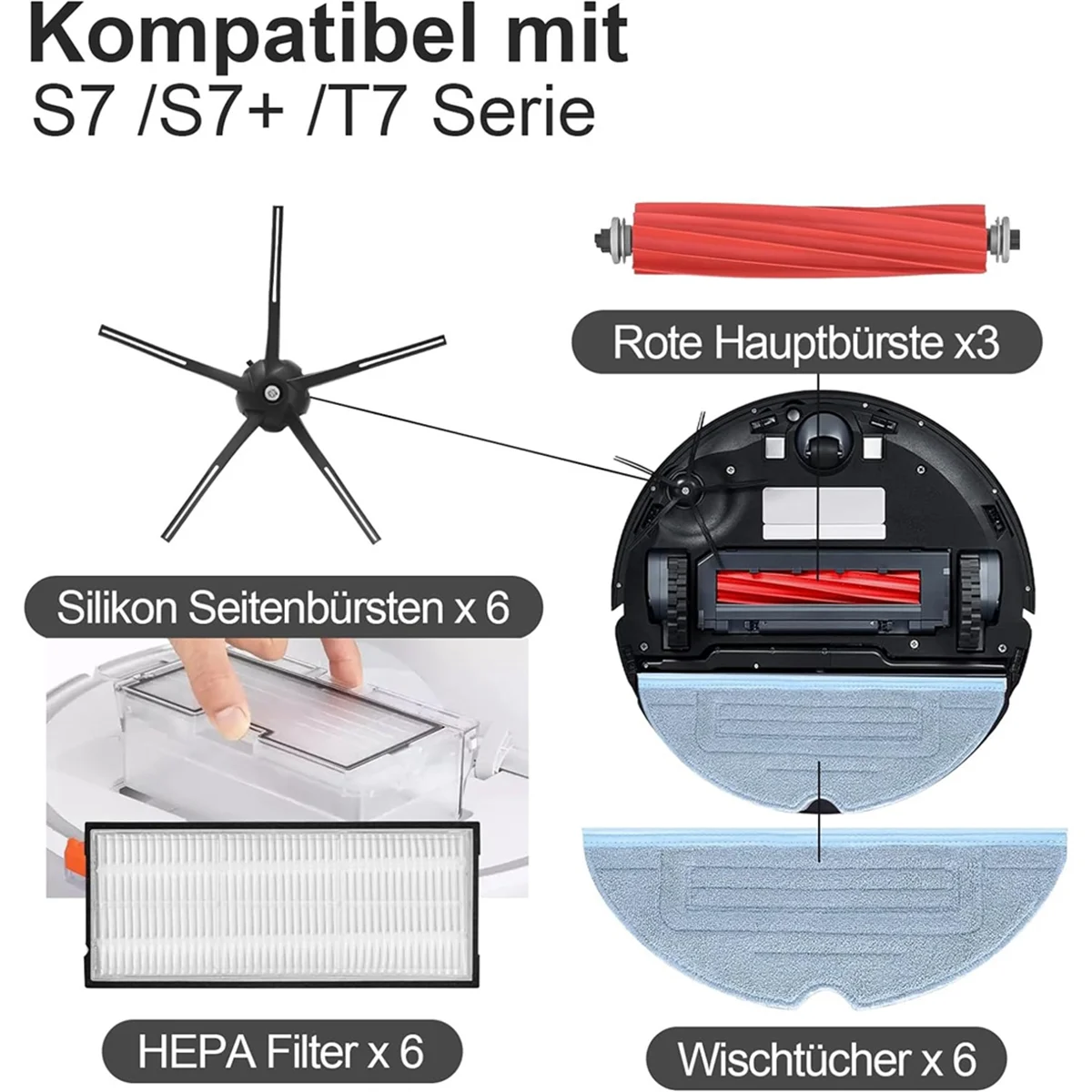 Do Roborock S7 S7 Plus S7 Pro Ultra S7 Max Ultra S7 Maxv Ultra Vacuum Główna szczotka boczna Filtr Hepa Mop Ściereczka Worki na kurz