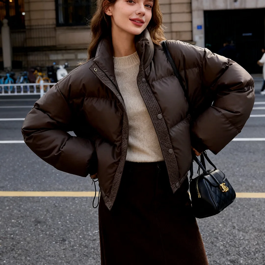 Parka feminina manga longa gola parkas sólido emendado zíper coberto botão jaqueta cardigan casacos outerwear high street