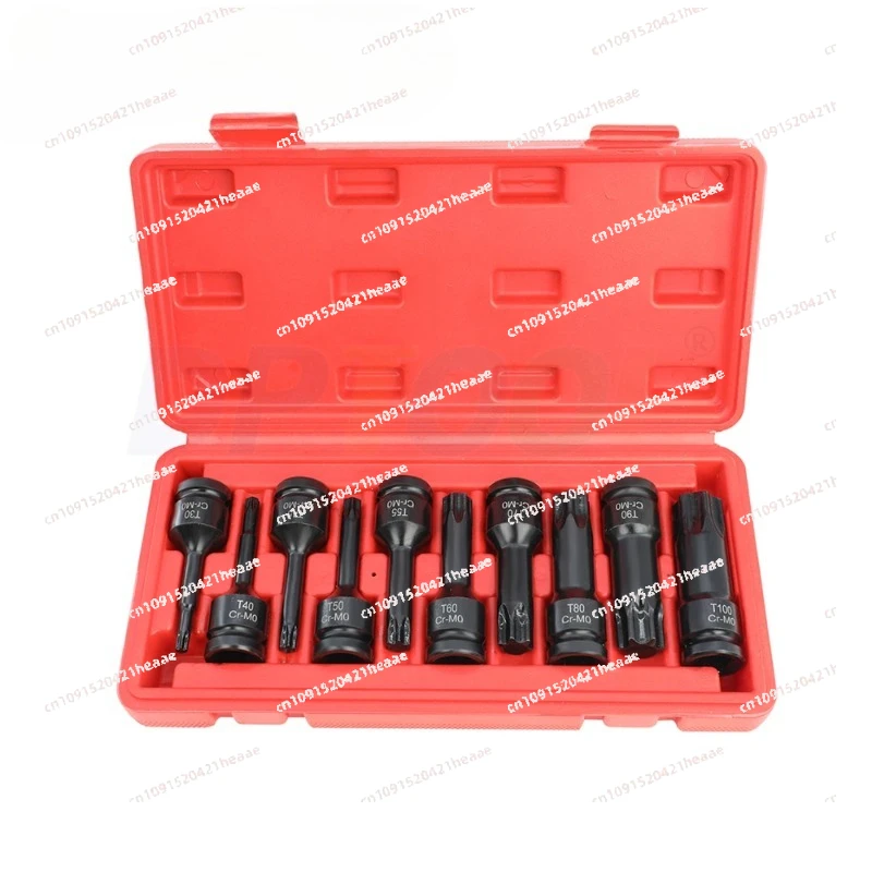 Подходит для 10 шт. 1/2 дюйма, наборы головок Torx Star Bit, набор головок T30 T40 T45 T50 T55 T60 T70 T80 T90 T100