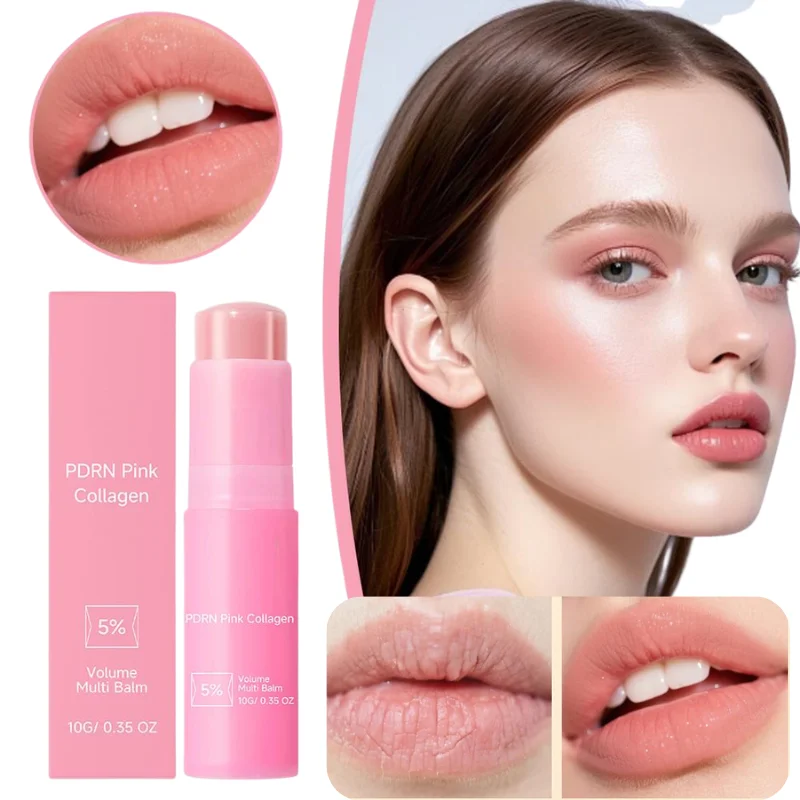 Bálsamo de Colágeno Rosa en Barra, Bálsamo Hidratante para Labios, Rostro y Cuerpo, Crema Hidratante Profunda y Reafirmante para el Contorno de Ojos, Cuidado de la Piel para Ojeras