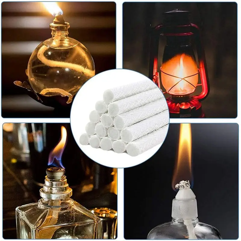 HLZS-48Pcs Fiberglass Replacement Wicks, Oil Lamps Wicks, Candle Wine Bottles Wicks For Outdoor Tiki Torches,0.5 By 9.85 Inch