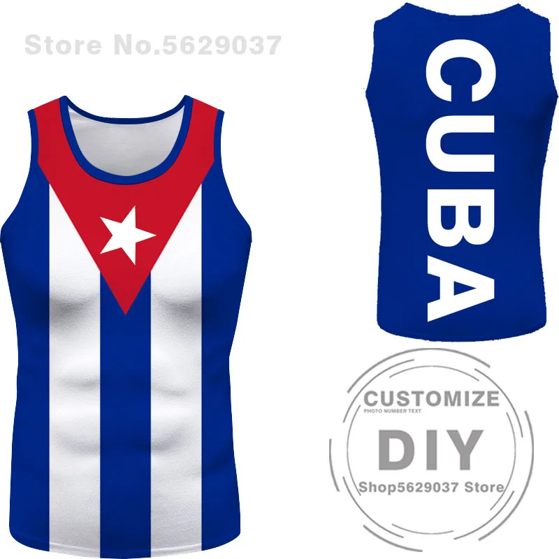 CUBA Vest Diy Free Custom Made Name Tank Top Nation Flags Spanish Country Cu Ernesto Guevara Print Photo Cuban Sleeveless Shirt