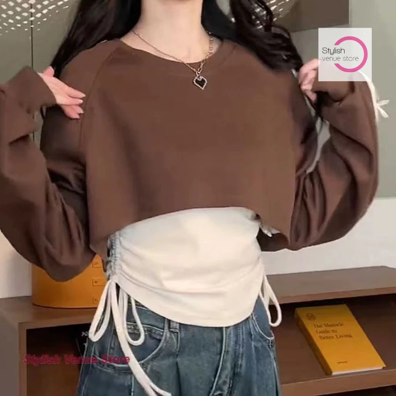 American retro casual sweater women's spring and autumn new fashion high-end long-sleeved shirt casual Joker vest two-piece suit