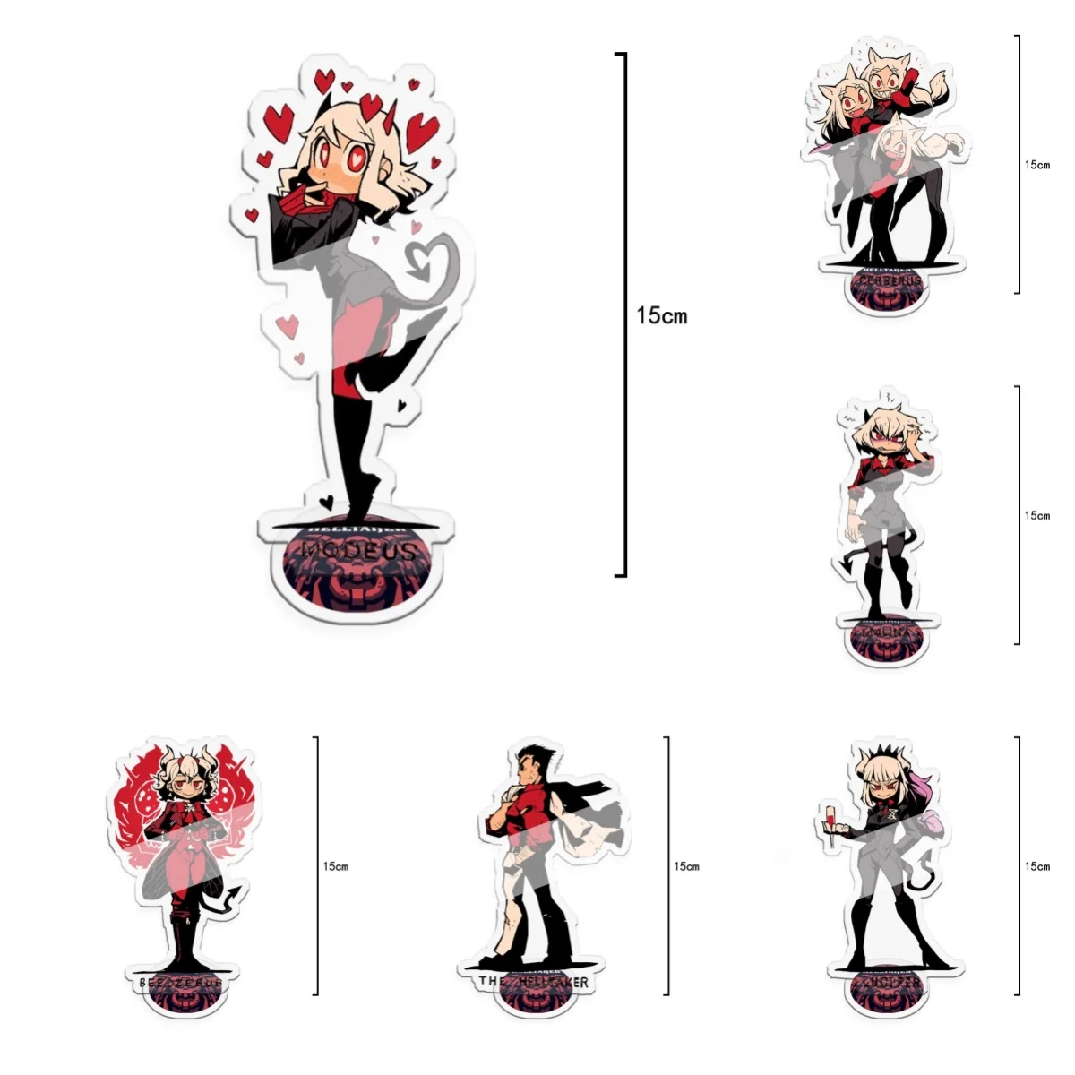 Hot Anime Game Helltaker Card Funny Acrylic Figure Model Stand Desk Decor Stand Sign Fans Collection Prop Friend Gift