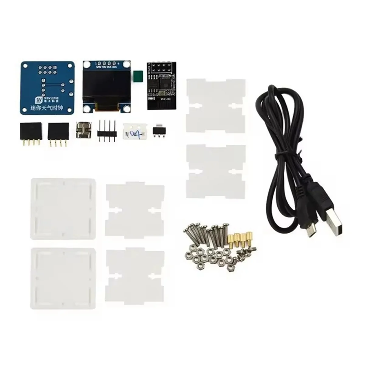 FZFZ ESP8266 DIY 전자 키트 미니 일기 예보 시계 키트 OLED 디스플레이 및 케이스 DIY 용접으로 네트워크 WIFI