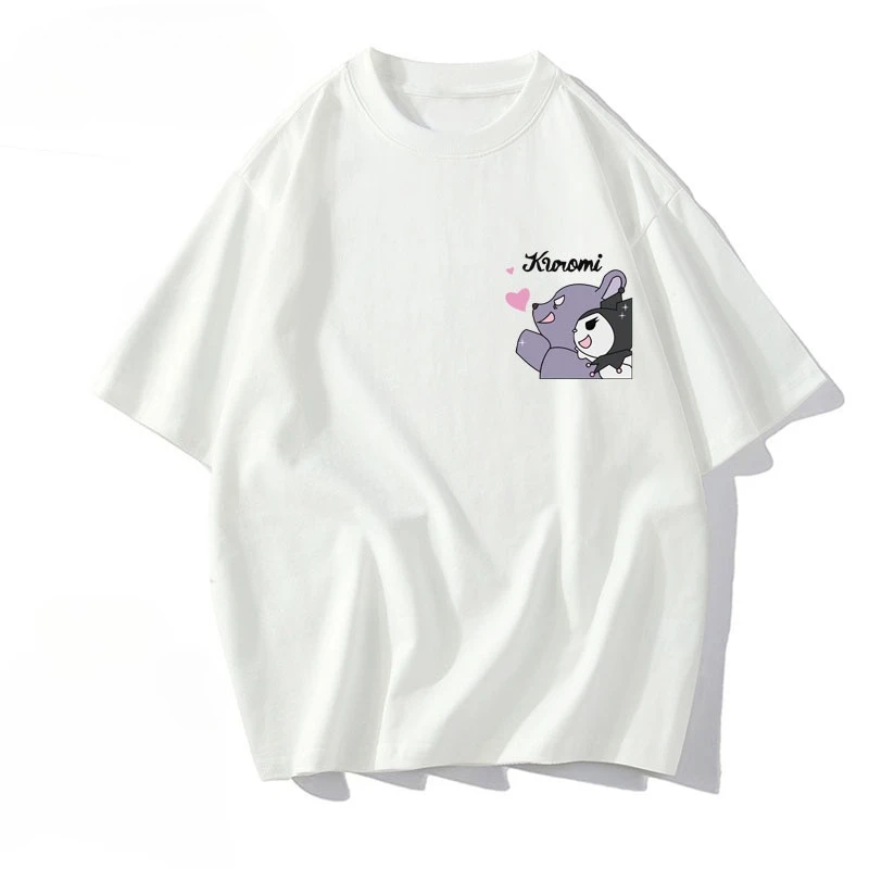 

Summer Cotton Kuromi Kuromi Peripheral Couple Short Sleeve Sanrio Kuromi Design Printed T-Shirt