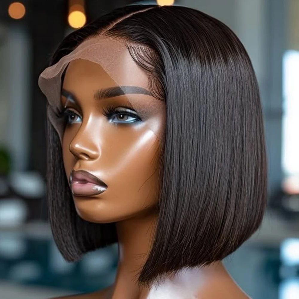 

On Clearance Sale Short Bob Human Hair Wigs 13x4 Lace Frontal Wig Human Hair 180 Density Brazilian Hair For Women