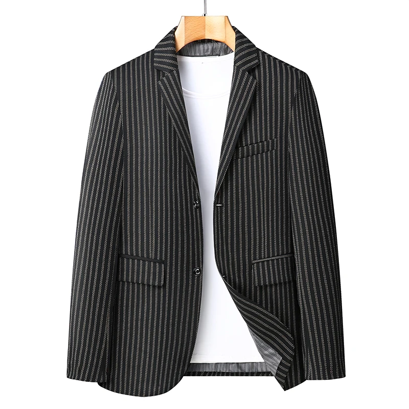 8XL 7XL 6XL Mens Suit Jacket 2023 New Autumn Winter Luxury Style Middle-Aged Business Striped High-End Casual Blazers For Men