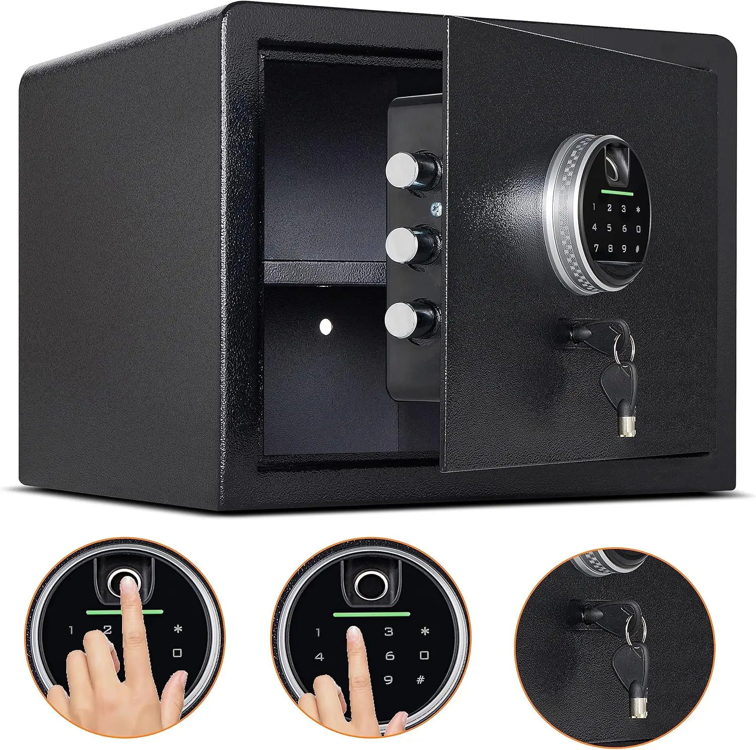 Biometric Digital Security Safe - Fingerprint Safe for Home Storage - Cash, Jewelry & Valuables - 1.2 Cubic Feet - Gun Use