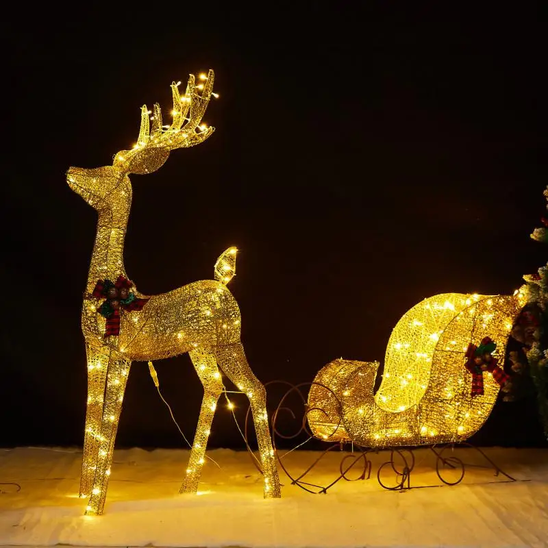 Outdoor Christmas Room Decorations Fashion Christmas Deer New Outdoor Luminous Deer Three Piece Set Horticultural Lawn Ornament