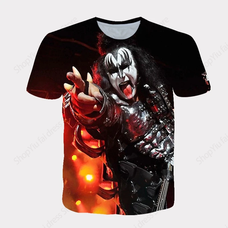 Men's Tshirt New Popular Kiss Band 3d Print T-shirt Men Women Fashion T-shirts Kids Hip Hop Tops Tees Rock Band T shirt Summer