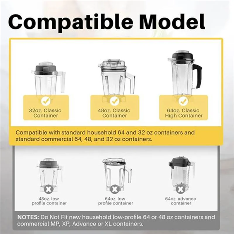 ABKO-Sostituzione del gruppo lama frullatore per 5200, 5300, A2300, A2500, A3500 Gruppo frullatore Contenitore da 64 OZ 15856