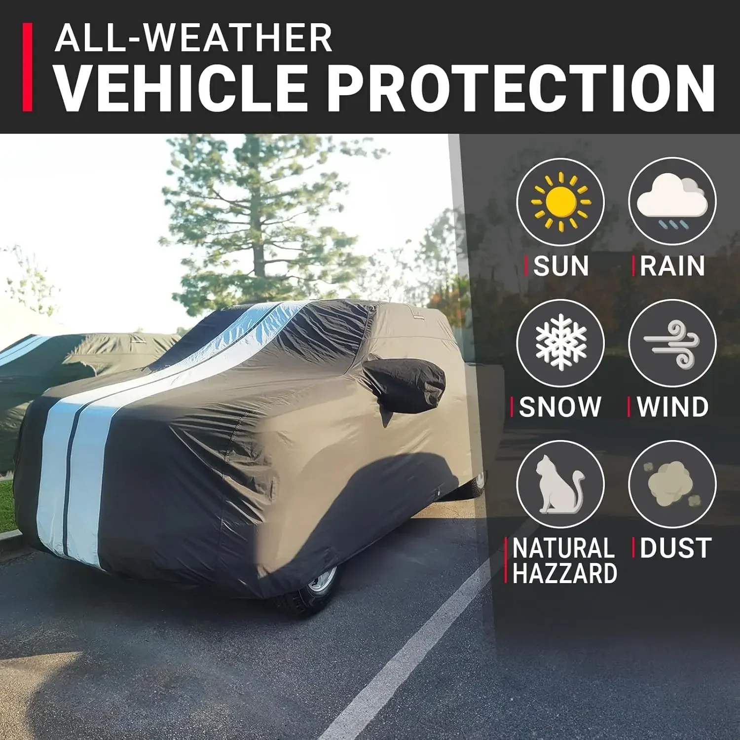 iCarCover Premium Plus Truck Cover Waterproof All Weather Rain Snow UV Sun Protection, F-150, Ram 1500, Silverado 1500, Sierra 1