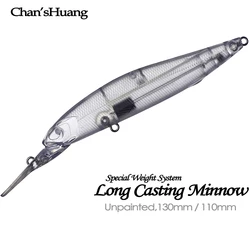 Chan’sHuang 10PCS Unpainted Blanks Bait Special Weight System Long Casting Minnow Floating DIY Handmade Artificial Fishing Lure