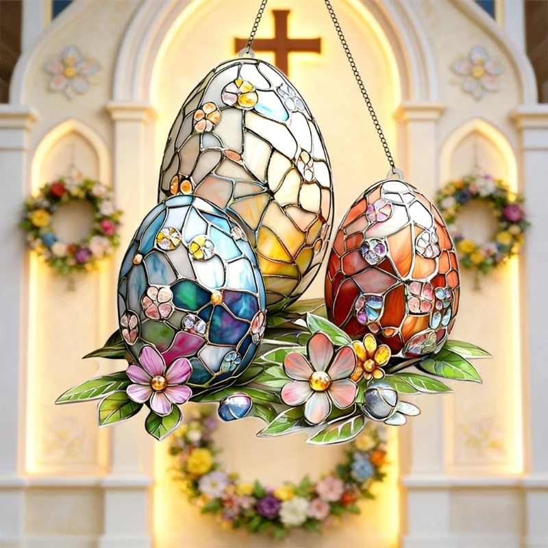 2D Acrylic Easter Window Decoration, Suitable for Families, Cafes, Restaurants, Home Easter Hanging Decorations, Easter Gifts