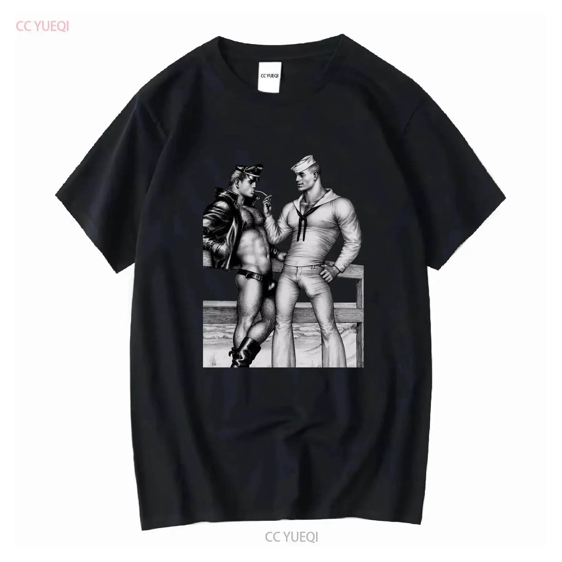 GAY LOVERS T SHIRT TOM OF FINLAND SAILOR BOY LEATHER TOY WHIP MALE POPPERS 5768 long or short sleeves vintage Washed graphic
