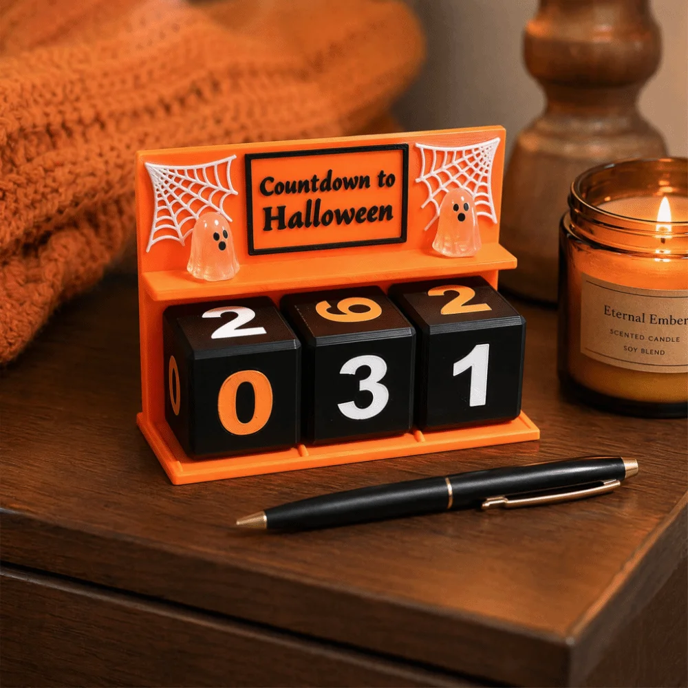 Creative Ornament Halloween Theme Countdown Calendar Exquisite PLA Desktop Decoration Spooky Spiderweb Holiday Decor Family
