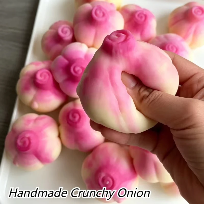 Onion Shaped Squishy Crunch Squeeze Toy, Round Block Filled Stress Relief Toy, Non-Resilient Fidget Sensory Toy, Creative Gift view 4