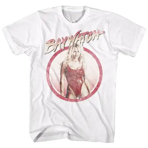 Vintage Baywatch Pamela Anderson Red Swimsuit Graphic T-Shirt Cotton Men Women Streetwear Tee