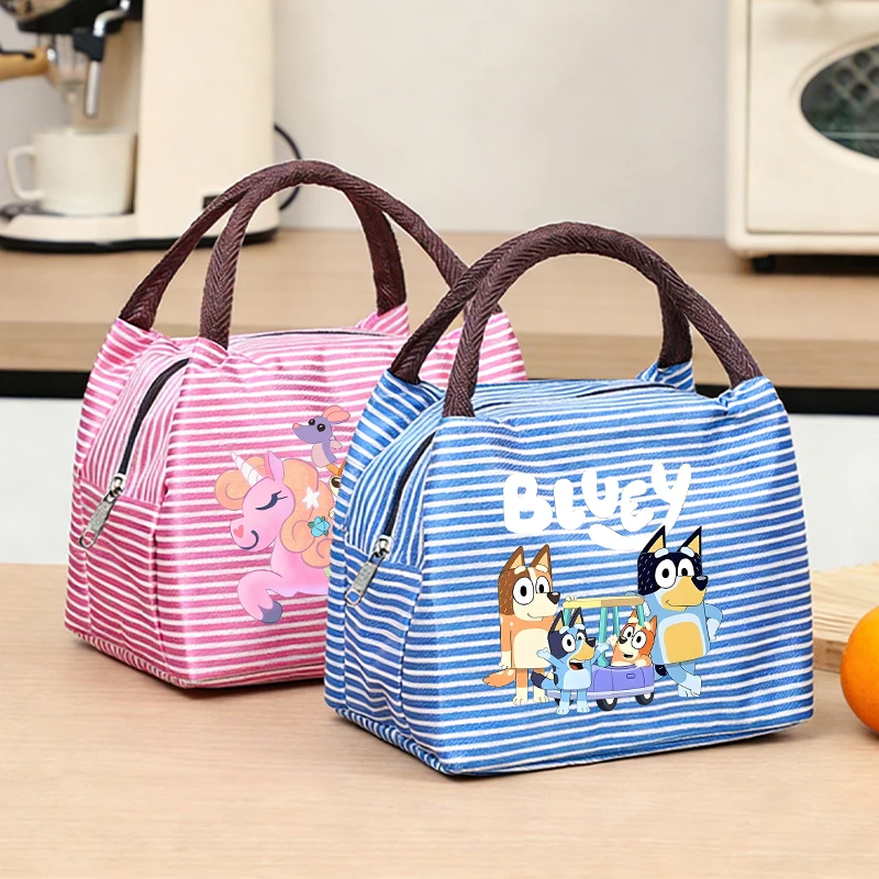 

Сумка для обеда Blueye Bingo с милым принтом в полоску, термосумка для мужчин, термосумка для упакованных продуктов, термосумка для мальчиков и девочек, подарок с аниме-мультяшным дизайном