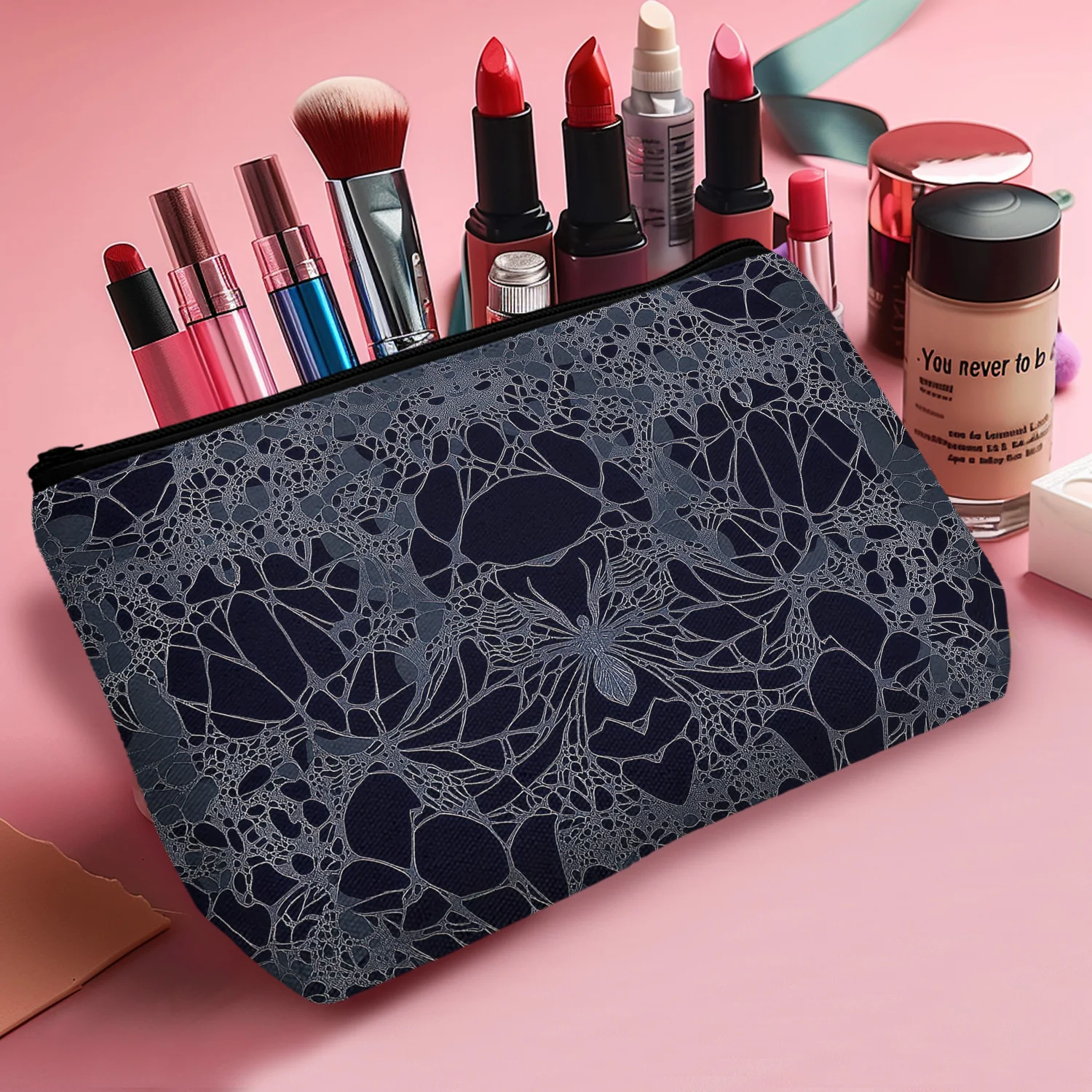 1Pc Goth Dark Gothic Makeup Bag Makeup Bag Gifts For Women Complex Pattern Makeup Bag Gothic Gifts For Women 8.66X5.51Inch