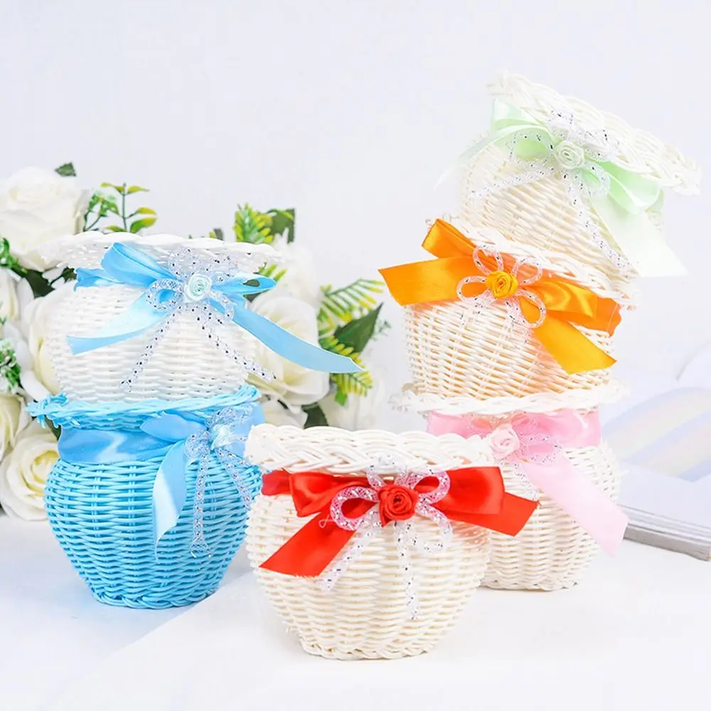 

Beautiful Hand Made Flower Storage Basket Hand-Woven 8 Colors Storage Baskets Shopping Storage Hamper Basket