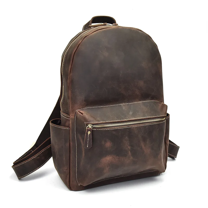 Imagem -02 - Homens Mulheres Mochila Vintage Couro Genuíno para Adolescentes Designer de Luxo Casual Grande Capacidade Bolsa para Portátil Masculino Bolsas de Viagem