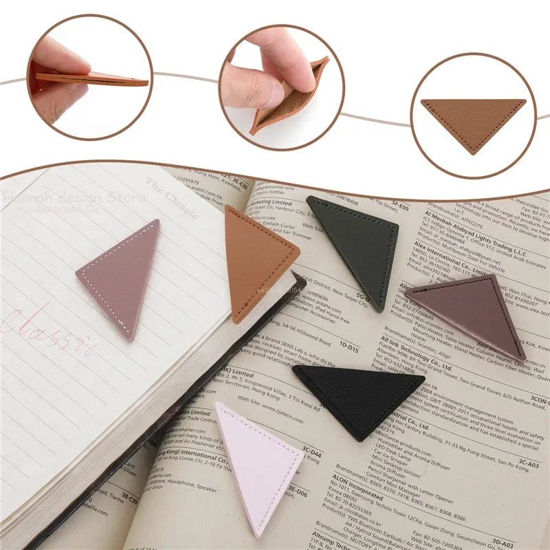 Bookmark PU Leather Triangle Bookmark Mini-portable Gift Heart Bookmark Page Folder Corner Protective Cover School Supplies