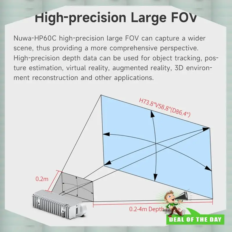 Módulo eletrônico do sensor da câmera de profundidade 3D da entrega 24 horas FOV 73.8 °   Suporte ROS1 ROS2 para robô Jetson Raspberry Pi