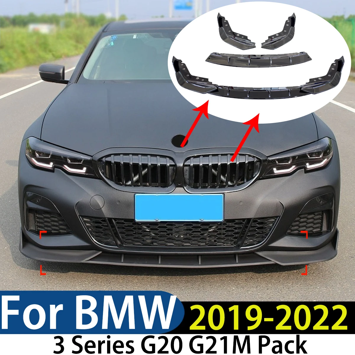 

Для BMW 3 серии G20 G21 2019-2022 M Pack передний бампер, спойлер, разделитель, диффузор, модификация, внешний комплект кузова, тюнинг