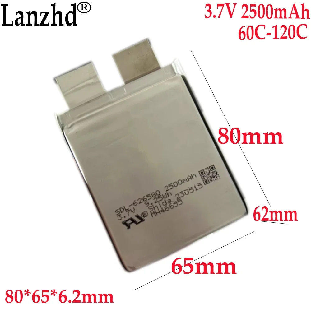 

3.7V 60C 120C Li Battery 2500mAh battery For Starting power supply automobile igniter battery 626580 80*65*6.2mm