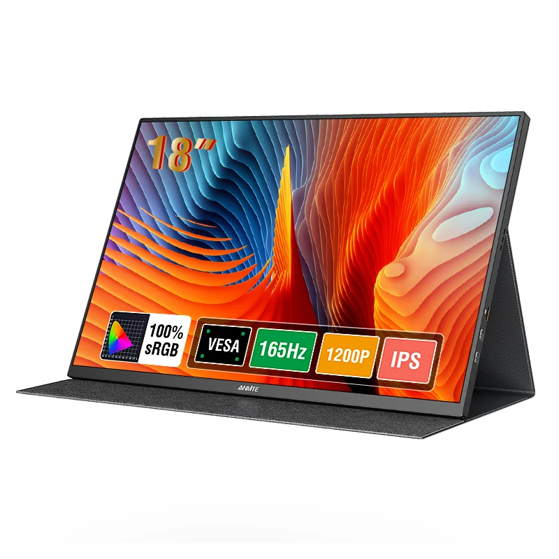 18-Inch 1.5K Portable Monitor 1200P 165Hz HDR Low Blue Light Metal Body For XBox PS4 / 5 Switch Cell Phone PC Laptop Extension