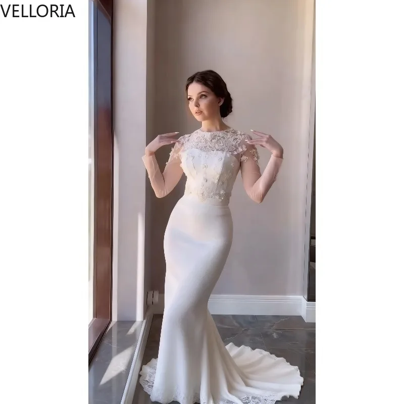 レースボールガウンイブニングドレスハイネックマーメイドウェディングパーティードレス Vestidos De Novia パーティードレス Vestdos De Fiesta カスタマイズ