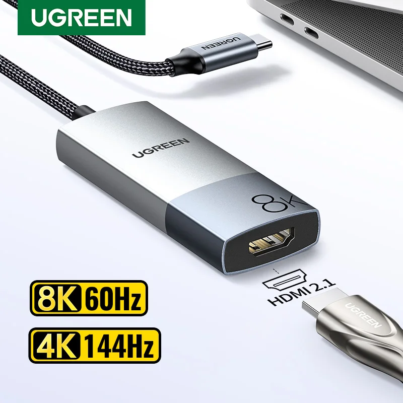 UGREEN USB C HDMI 어댑터, 샤오미 맥북 프로 에어 아이패드 프로, 삼성 갤럭시 8K 60Hz, USB C HDMI 컨버터 케이블