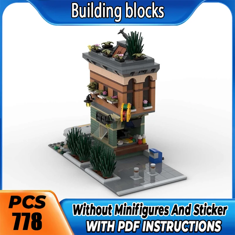 MOC Premium Building Blocks Brick Cross Taco Store Model DIY Assemble Brick High Precision Collectible Toy Holiday Christma Gift
