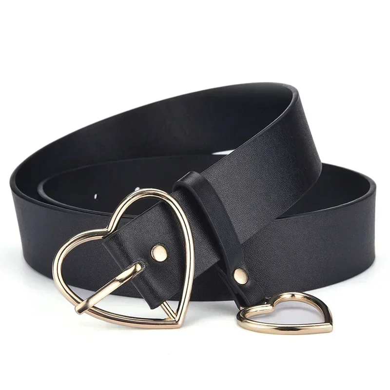 New Sweetheart Buckle with Adjustable Ladies Luxury Brand Cute Heart-shaped Thin Belt High Quality Punk Fashion Belts