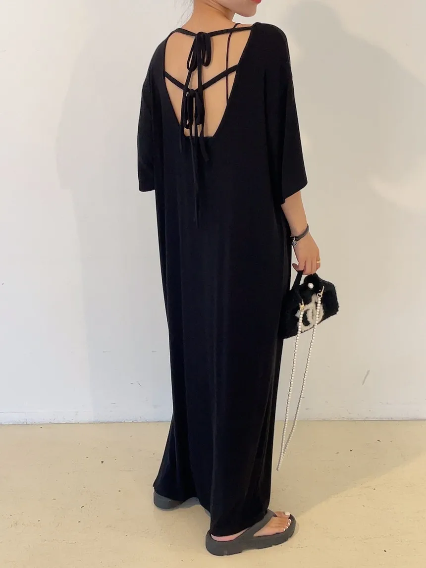 T-shirt Long coupe ample Dr femme grande taille Bal ourlet à volants coréen Sle coton été Dr doux Dra v-ne