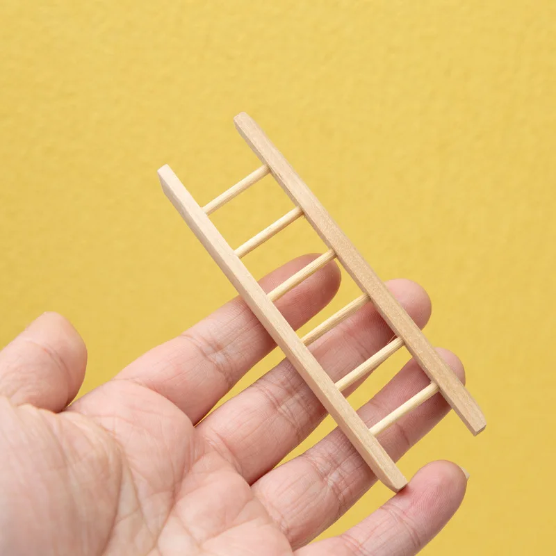 Namvo – Escalera De Madera En Miniatura, Escala 1/12, Plegable, 4x5x12.5 Cm, Para Casas De Muñecas, Dioramas Y Proyectos DIY