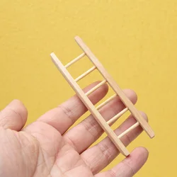 Dollhouse 1:12 Wooden Ladder Log Color Wooden Small Ladder Mini Scale Micro Landscape Small Ornaments DIY Home Decor Decoration