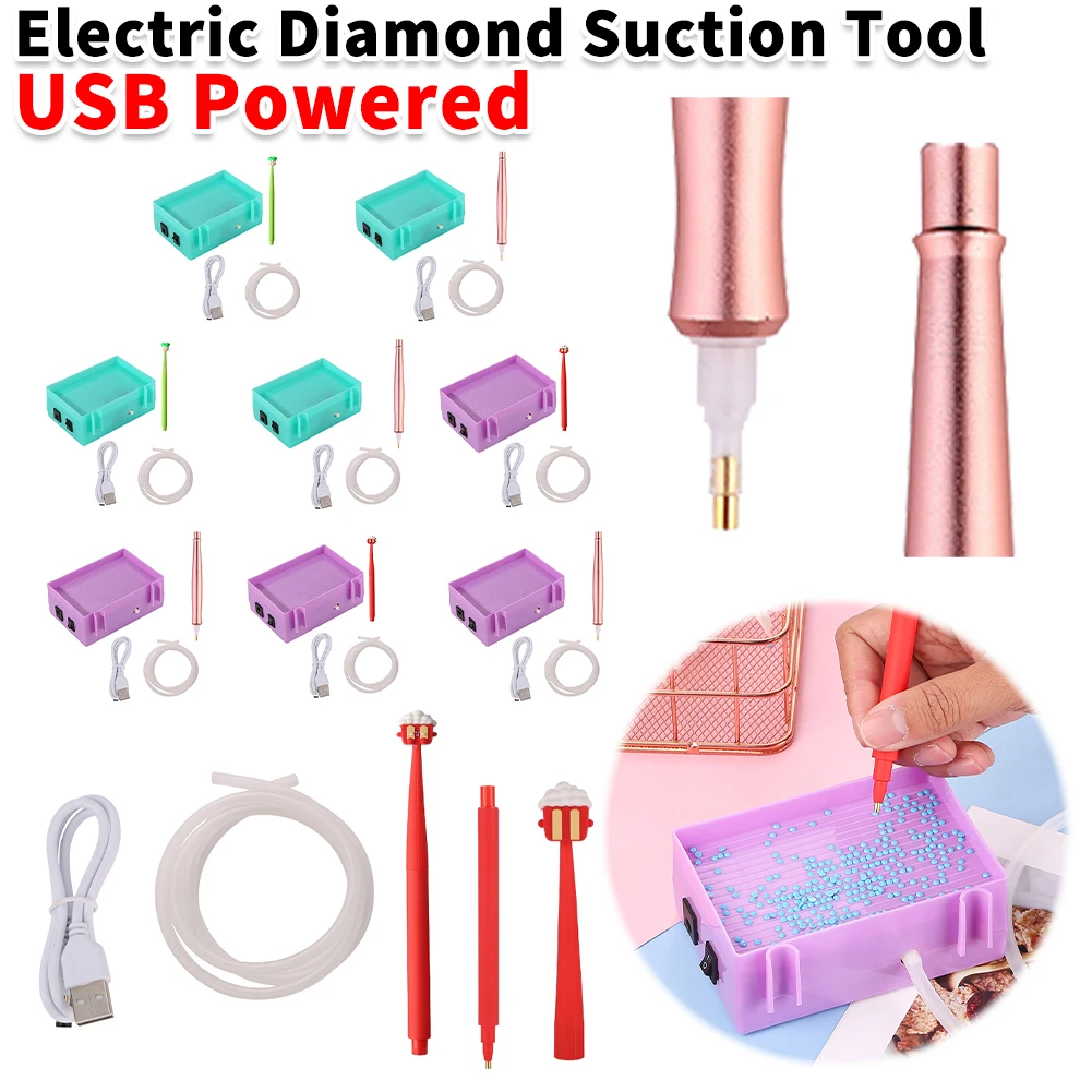 

DIY Electric Diamond Art Painting Pen Set Portable Vacuum Diamond Painting Pen Kit USB Powered Diamond Suction Device for Craft