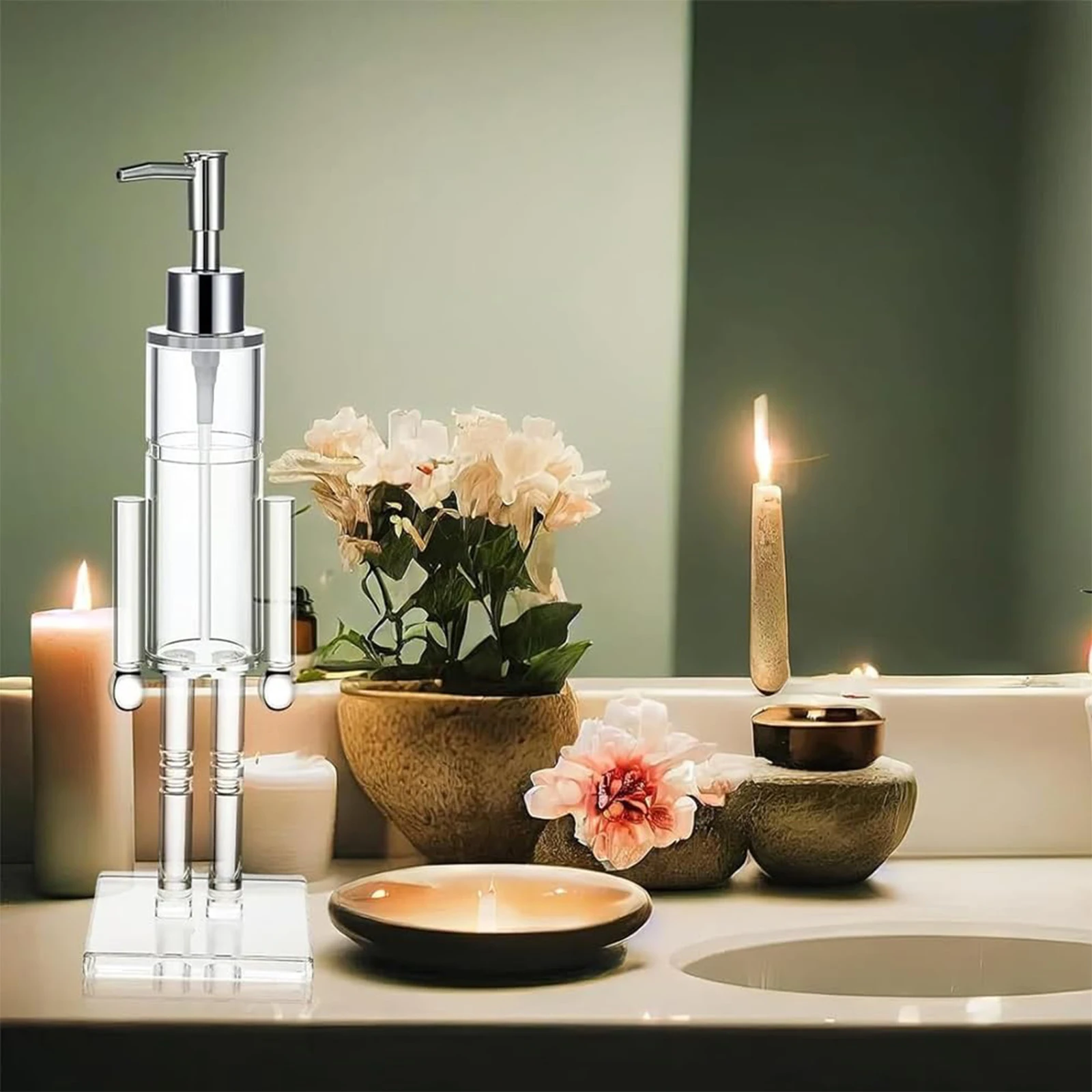 عيد الميلاد موزع الصابون غسول الحاويات واضح موزع صابون اليد موزع صابون الأطباق لعيد الميلاد المطبخ الحمام عدادات ديكور #4