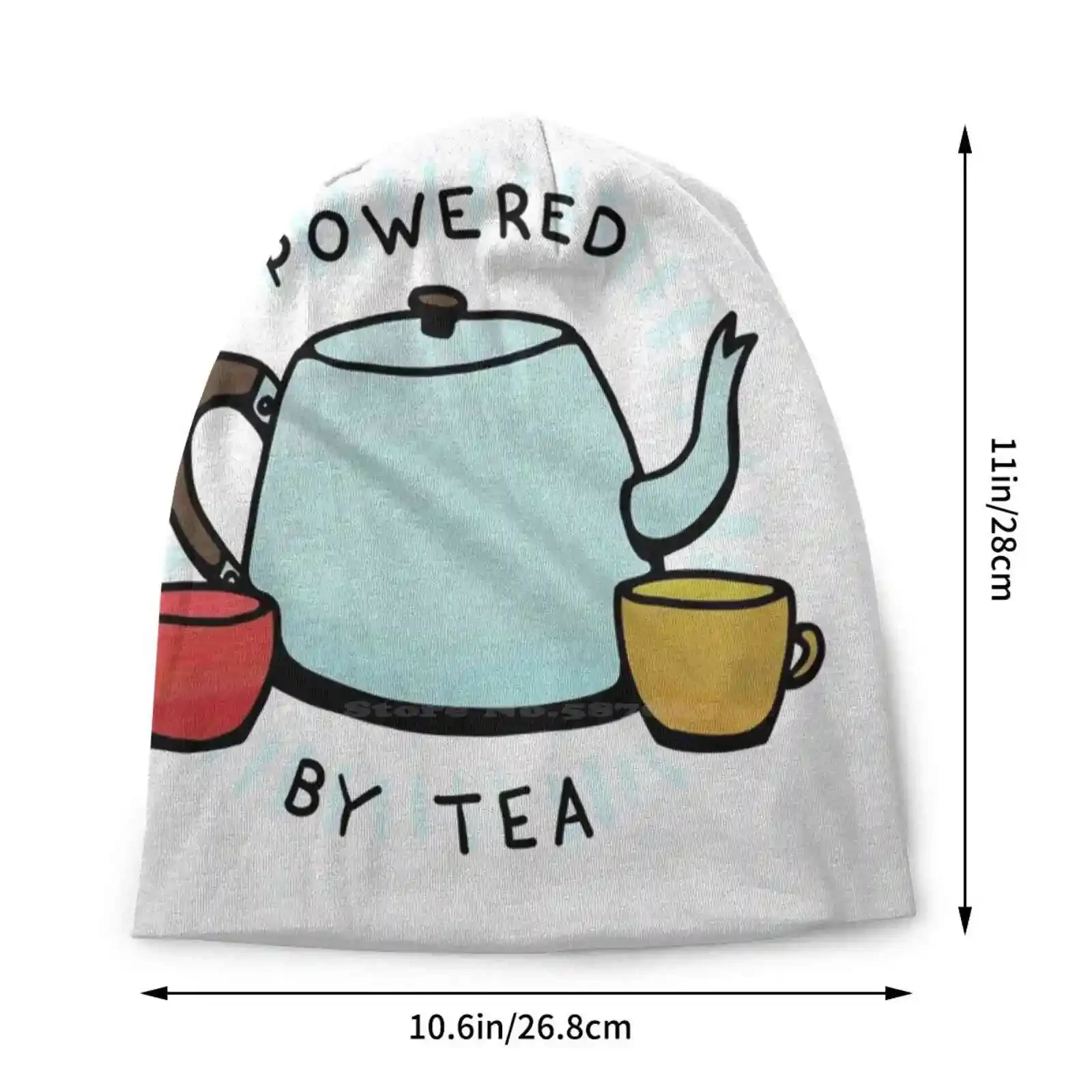 Powered By Tea Knitted Hat Warm Beanie Outdoor Caps Teapot Teacup Cuppa Cup Of Tea Pot Of Tea Relaxation Company