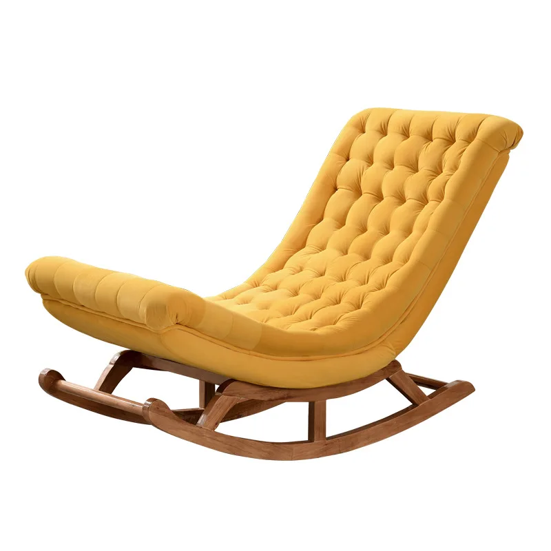 Modern Design Rocking Lounge Chair Fabric Upholstery and Wood For Home Furniture Living Room Adult Luxury Rocking Chair Chaise